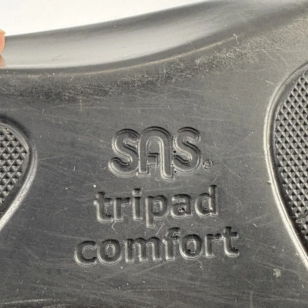 SAS Tripod Comfort Black Leather Slip On Sandals Size 6.5 W